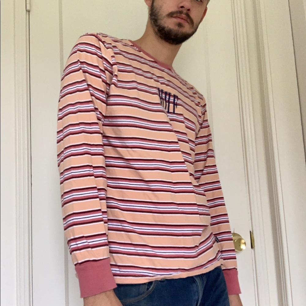 Huf striped long sleeve tee.